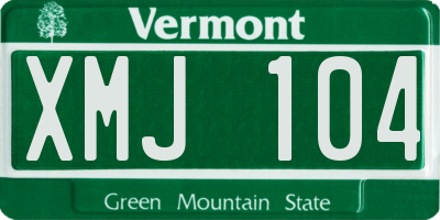 VT license plate XMJ104
