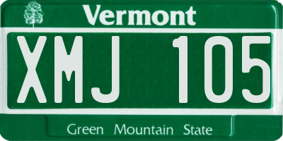 VT license plate XMJ105