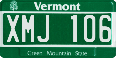 VT license plate XMJ106