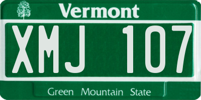 VT license plate XMJ107