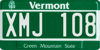 VT license plate XMJ108