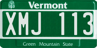 VT license plate XMJ113