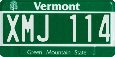 VT license plate XMJ114