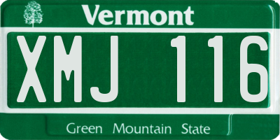 VT license plate XMJ116