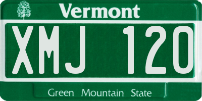 VT license plate XMJ120