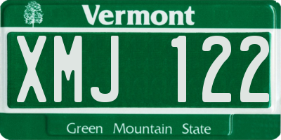 VT license plate XMJ122