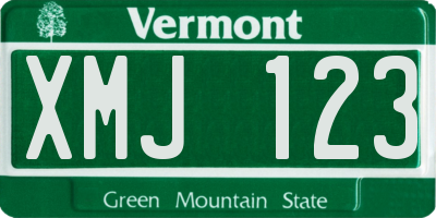 VT license plate XMJ123