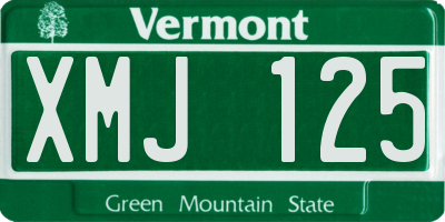 VT license plate XMJ125