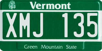 VT license plate XMJ135