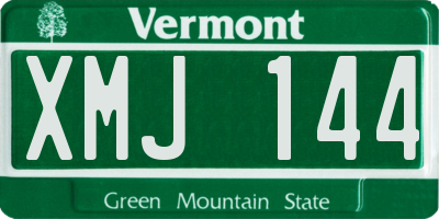 VT license plate XMJ144