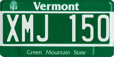 VT license plate XMJ150