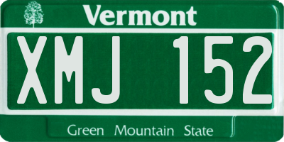 VT license plate XMJ152