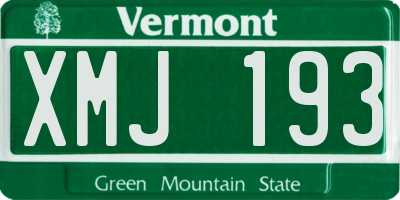 VT license plate XMJ193