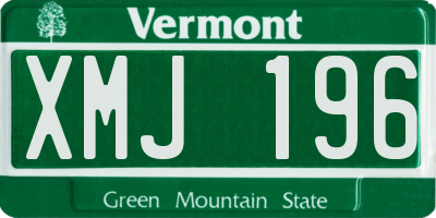 VT license plate XMJ196