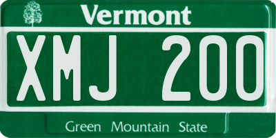 VT license plate XMJ200
