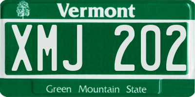 VT license plate XMJ202