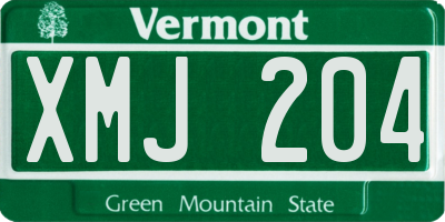 VT license plate XMJ204