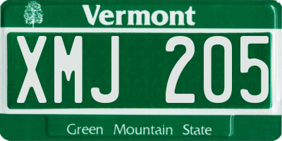 VT license plate XMJ205