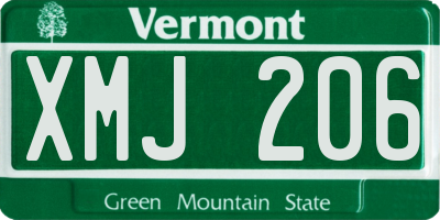 VT license plate XMJ206