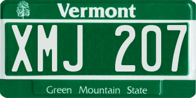 VT license plate XMJ207
