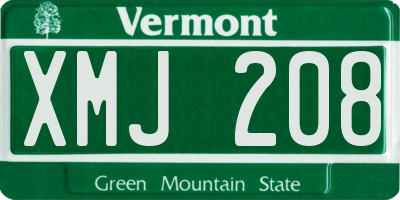 VT license plate XMJ208