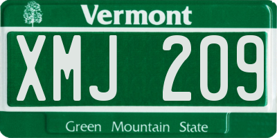 VT license plate XMJ209