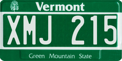 VT license plate XMJ215