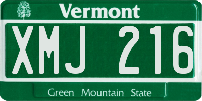 VT license plate XMJ216