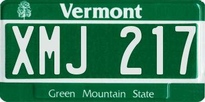 VT license plate XMJ217