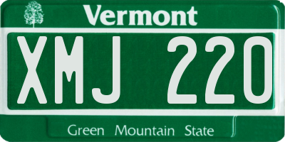 VT license plate XMJ220