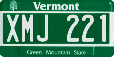 VT license plate XMJ221