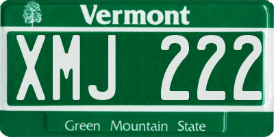 VT license plate XMJ222