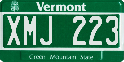 VT license plate XMJ223