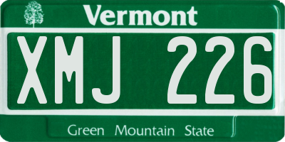 VT license plate XMJ226