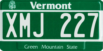 VT license plate XMJ227