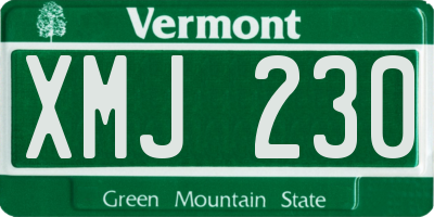 VT license plate XMJ230
