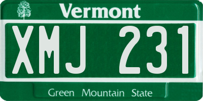 VT license plate XMJ231