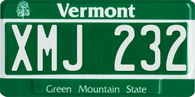 VT license plate XMJ232