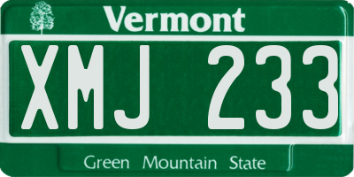 VT license plate XMJ233