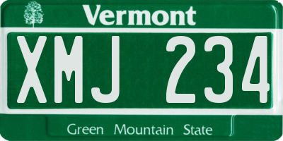 VT license plate XMJ234