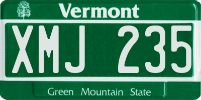 VT license plate XMJ235