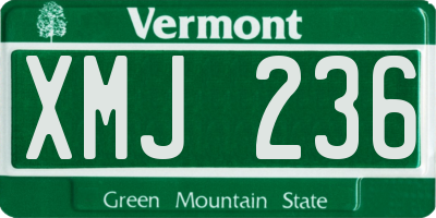 VT license plate XMJ236