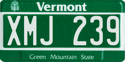 VT license plate XMJ239