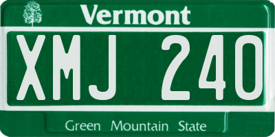 VT license plate XMJ240