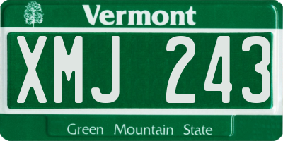 VT license plate XMJ243