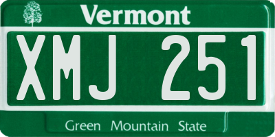 VT license plate XMJ251