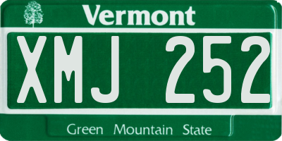 VT license plate XMJ252