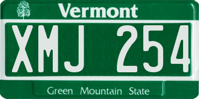 VT license plate XMJ254
