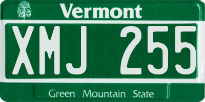 VT license plate XMJ255