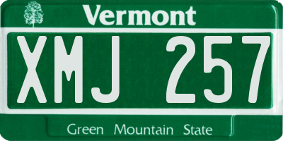 VT license plate XMJ257